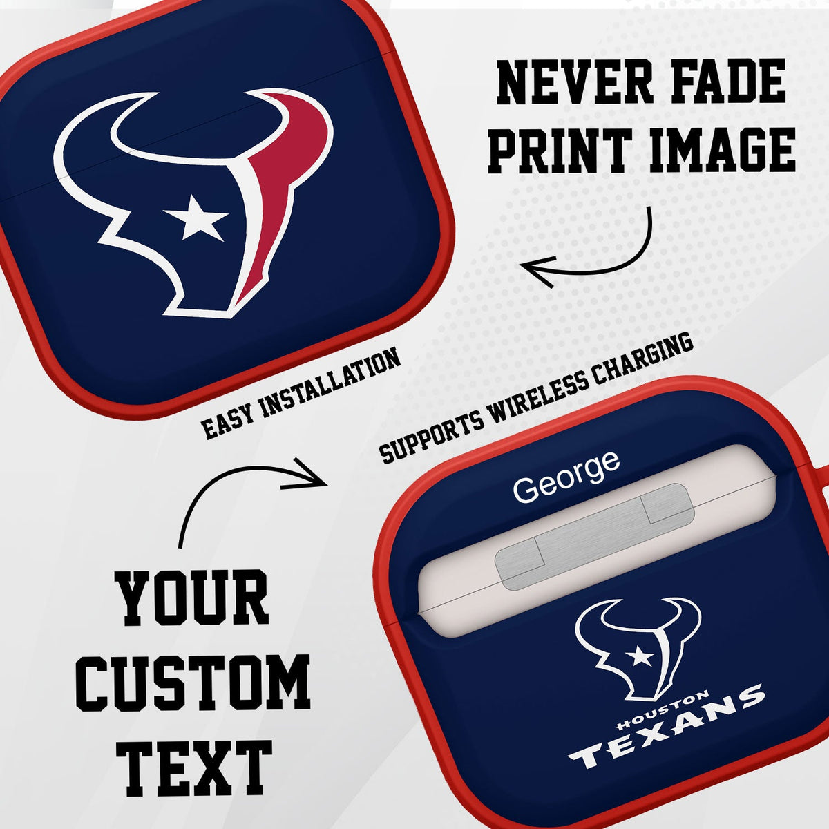 Houston Texans HDX Custom Name Case Cover for Apple AirPods Gen 3