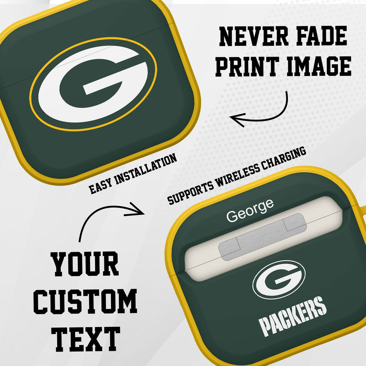 Green Bay Packers HDX Custom Name Case Cover for Apple AirPods Gen 3