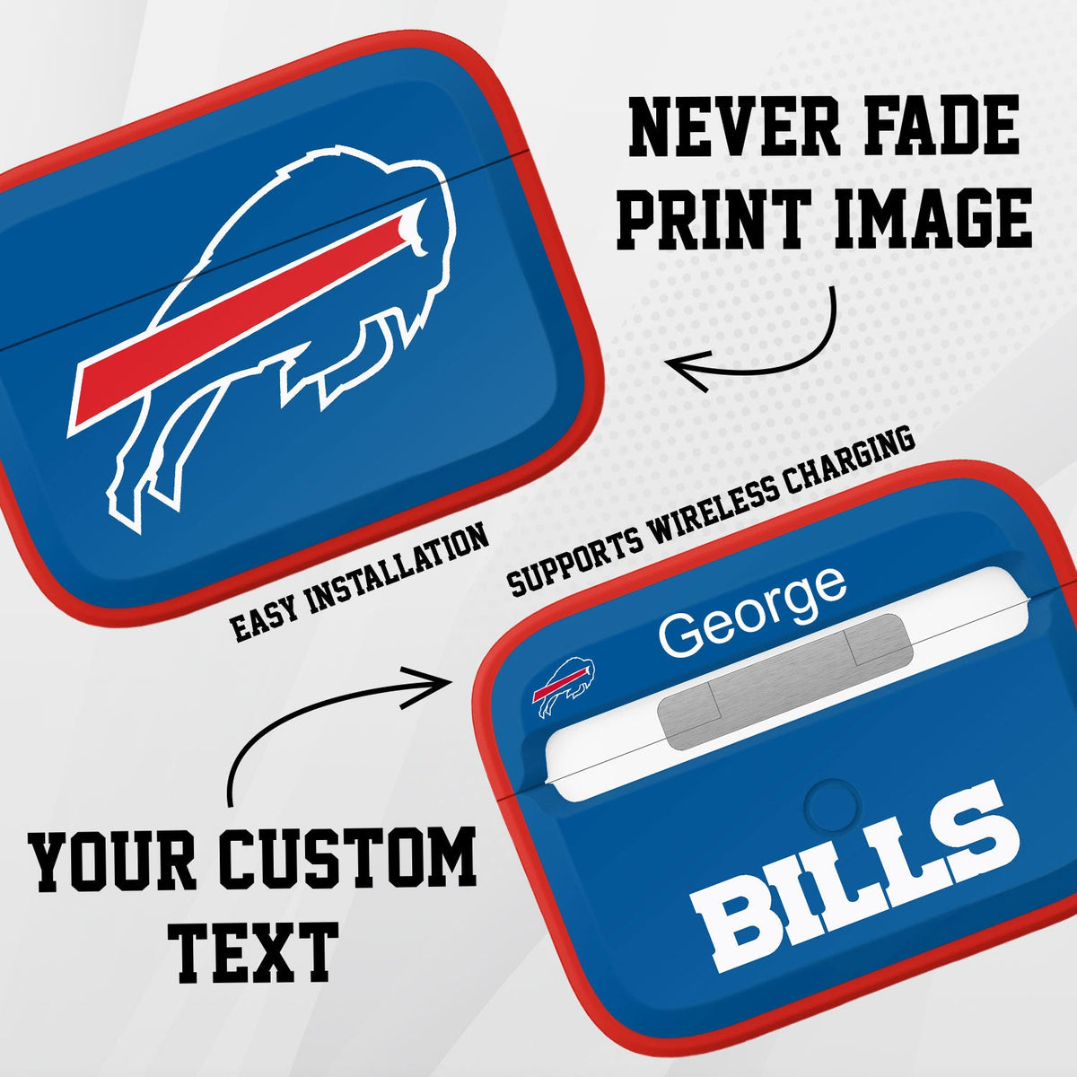 Buffalo Bills HDX Custom Name Apple AirPods Pro Case Cover (Classic)