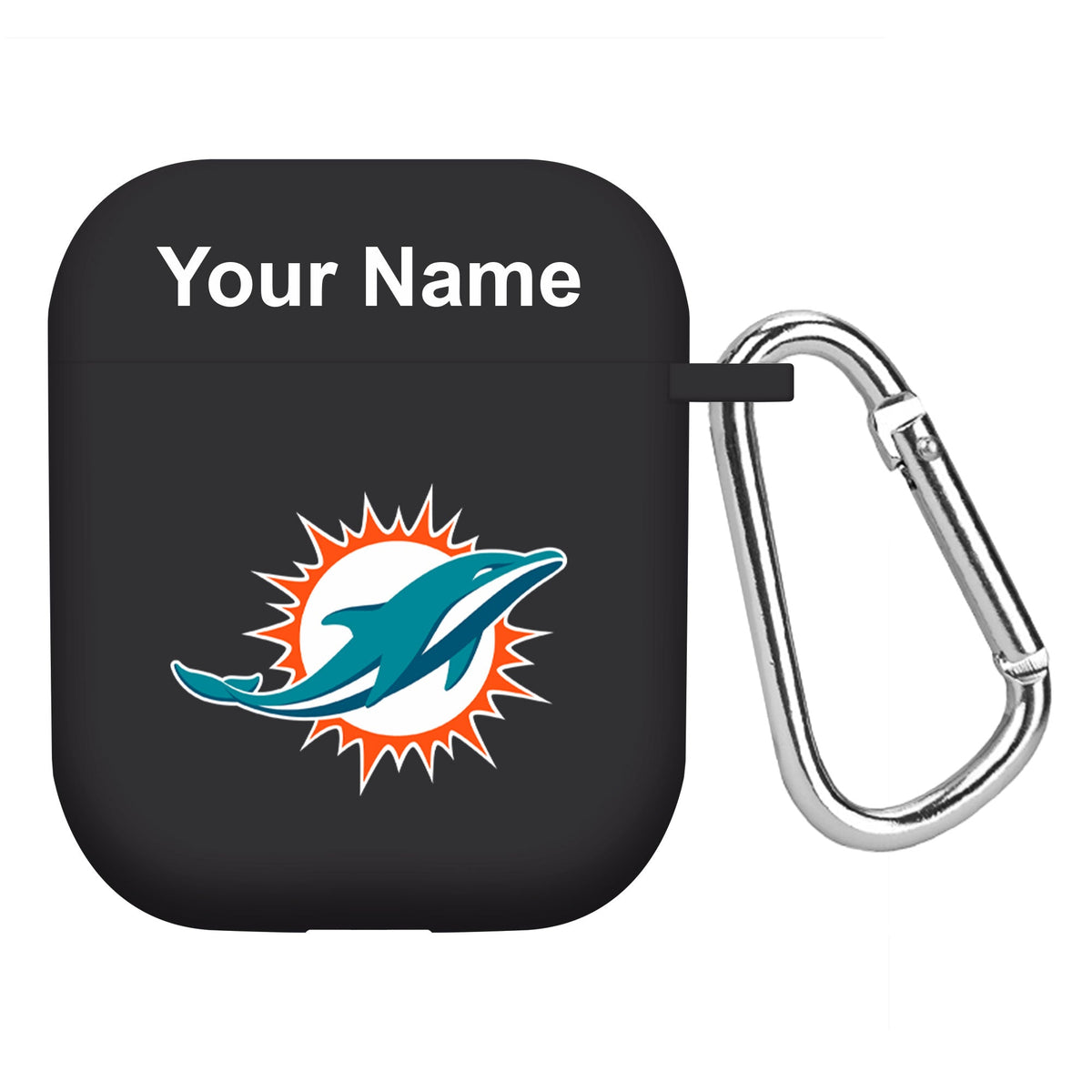 Miami Dolphins Custom Name HD Apple AirPods Gen 1 &amp; 2 Case Cover (Black)