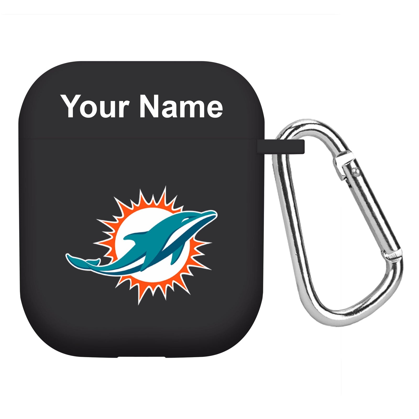 Miami Dolphins Custom Name HD Apple AirPods Gen 1 & 2 Case Cover (Black)