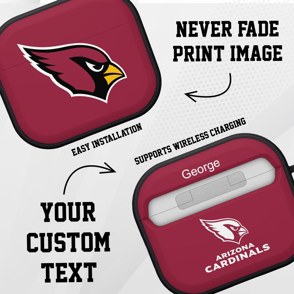 Arizona Cardinals HDX Custom Name Case Cover for Apple AirPods Gen 3