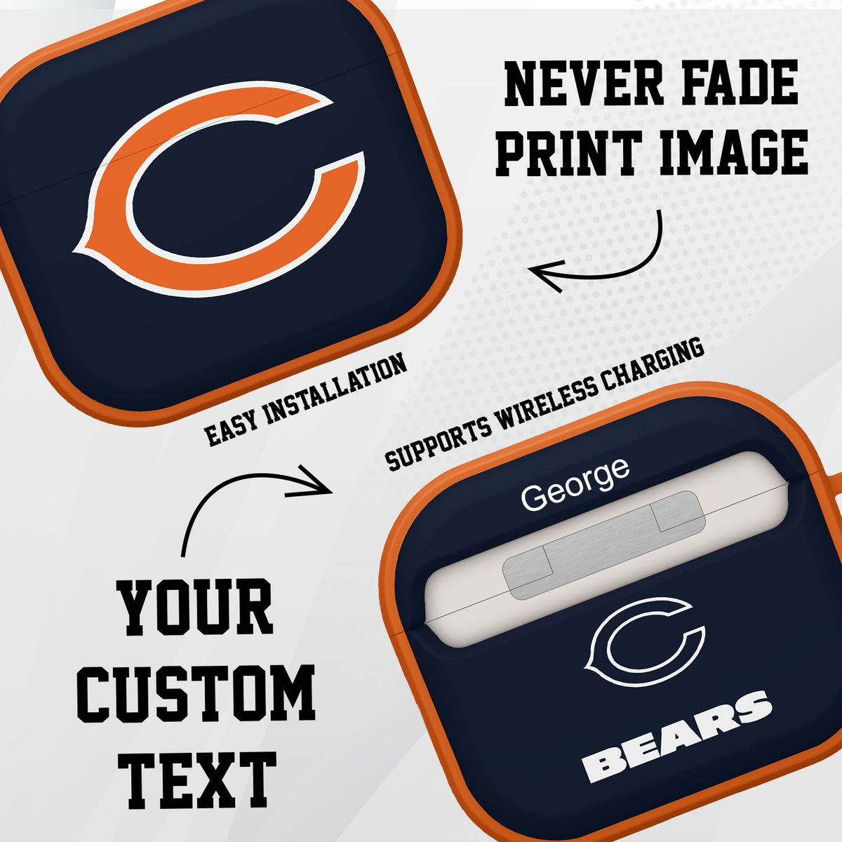 Chicago Bears HDX Custom Name Case Cover for Apple AirPods Gen 3