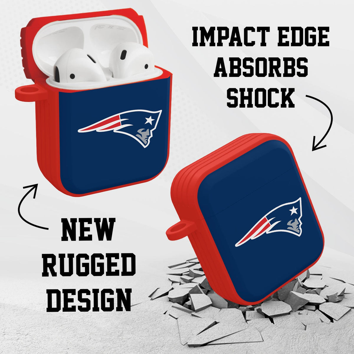 New England Patriots HDX Custom Name Case Cover for Apple AirPods Gen 1 &amp; 2