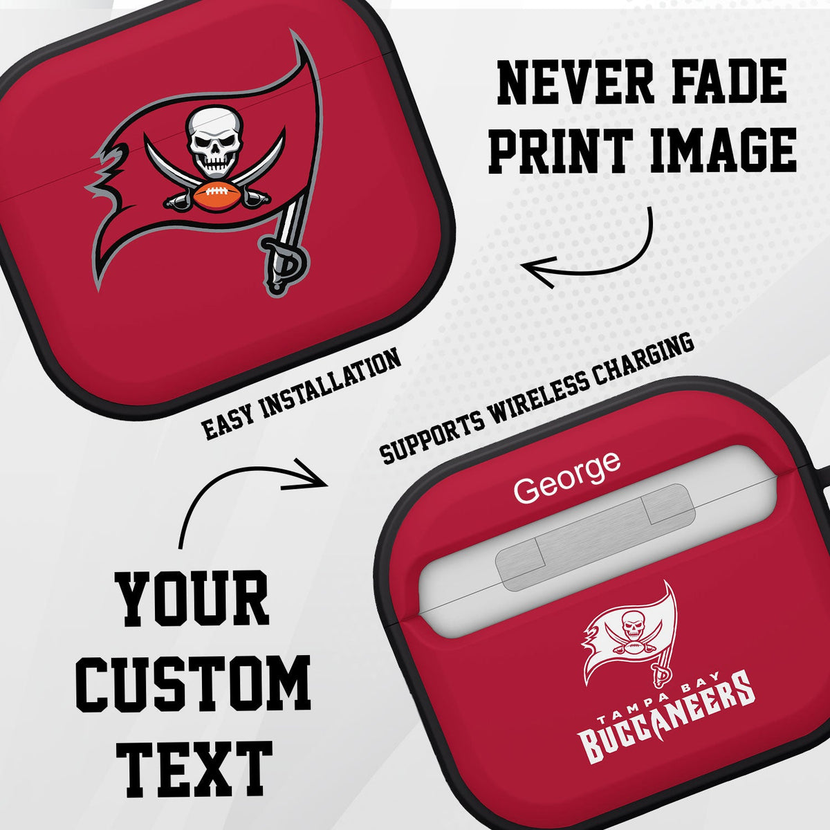Tampa Bay Buccaneers HDX Custom Name Case Cover for Apple AirPods Gen 3