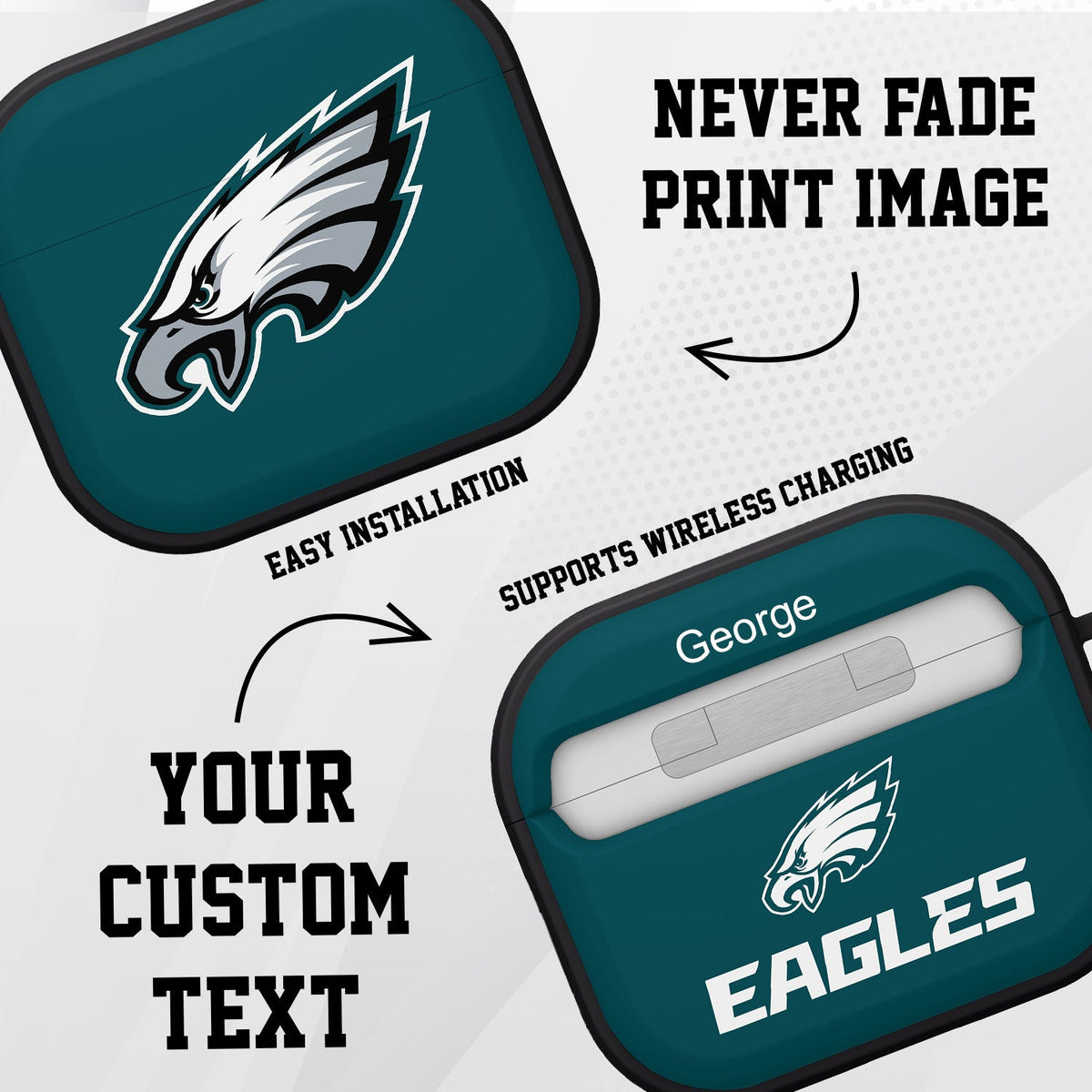 Philadelphia Eagles HDX Custom Name Case Cover for Apple AirPods Gen 3