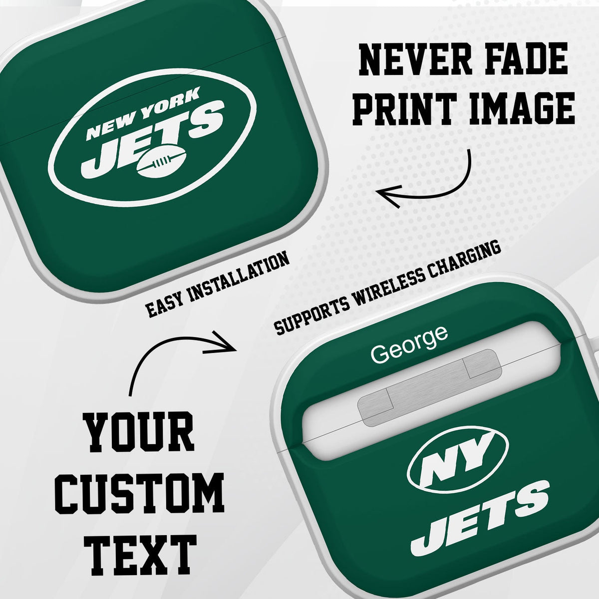 New York Jets HDX Custom Name Case Cover for Apple AirPods Gen 3