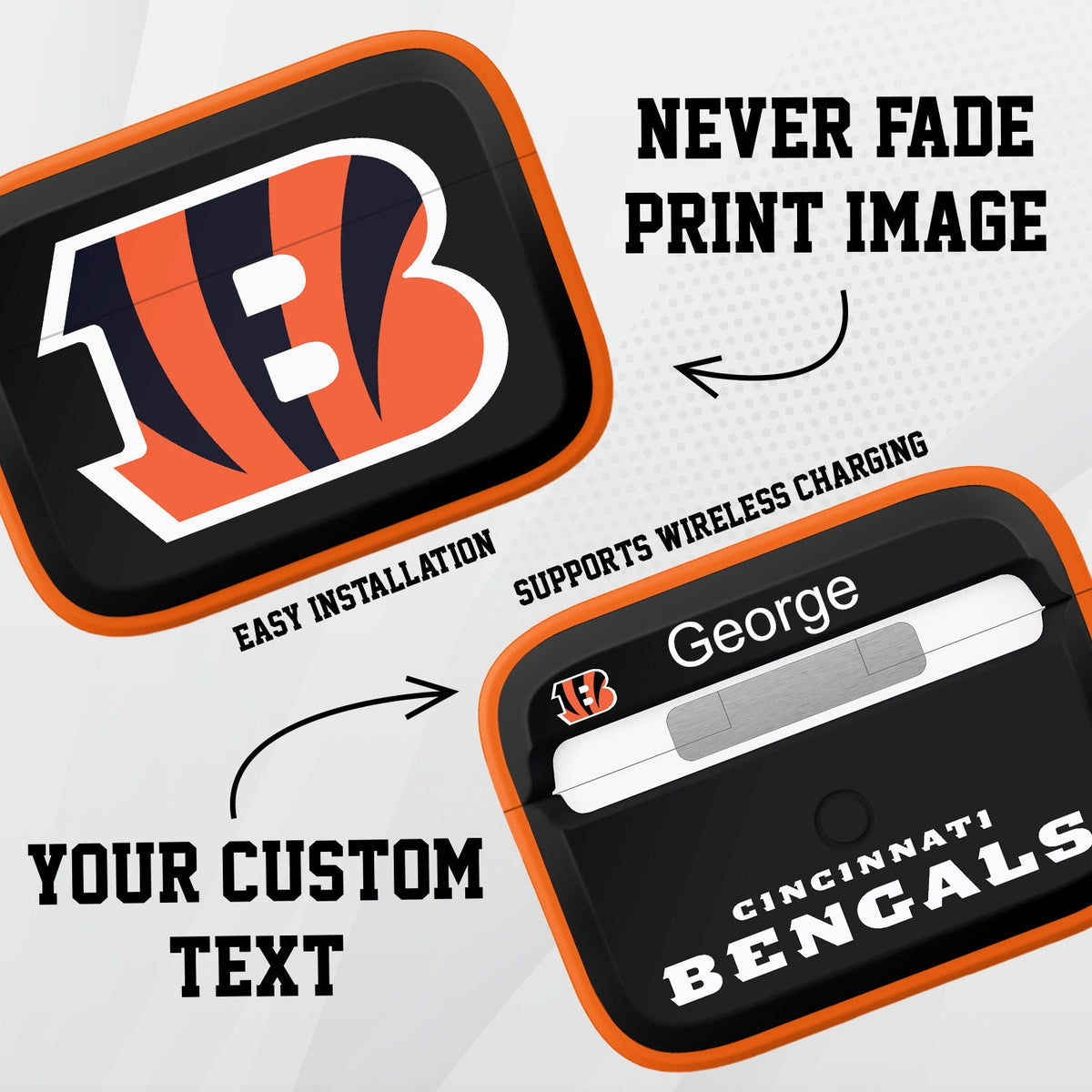 Cincinnati Bengals HDX Custom Name Apple AirPods Pro Case Cover (Classic)