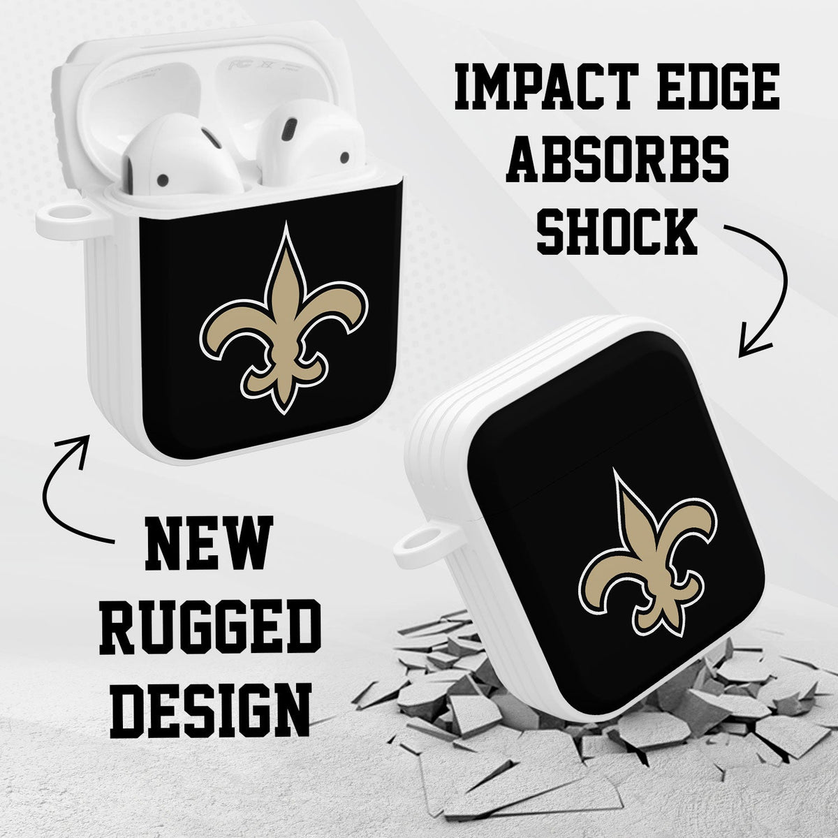 New Orleans Saints HDX Custom Name Case Cover for Apple AirPods Gen 1 &amp; 2