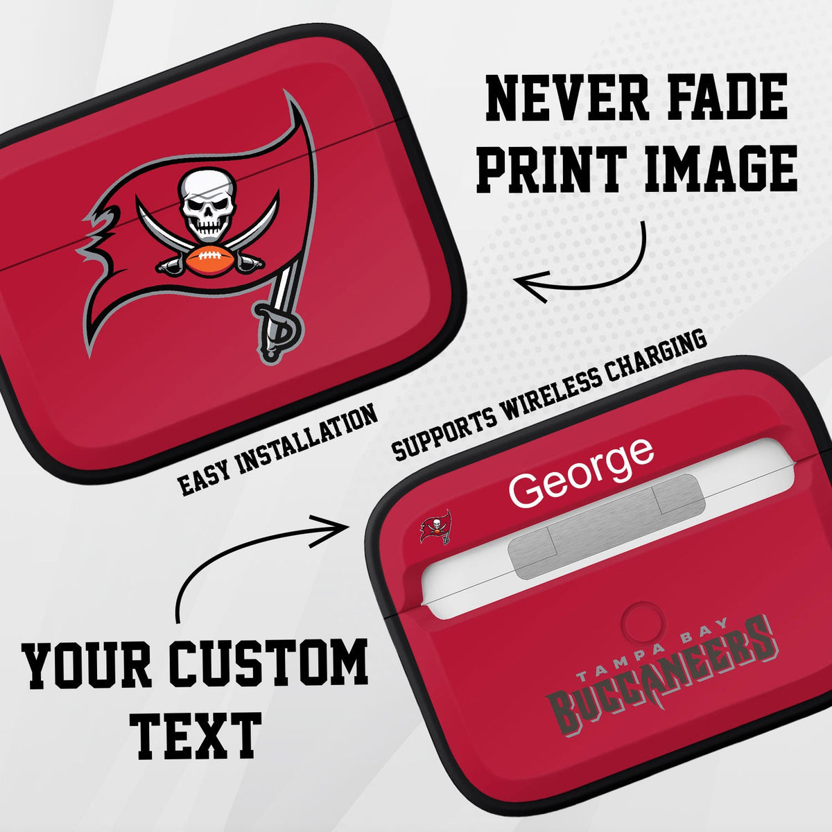 Tampa Bay Buccaneers HDX Custom Name Apple AirPods Pro Case Cover (Classic)