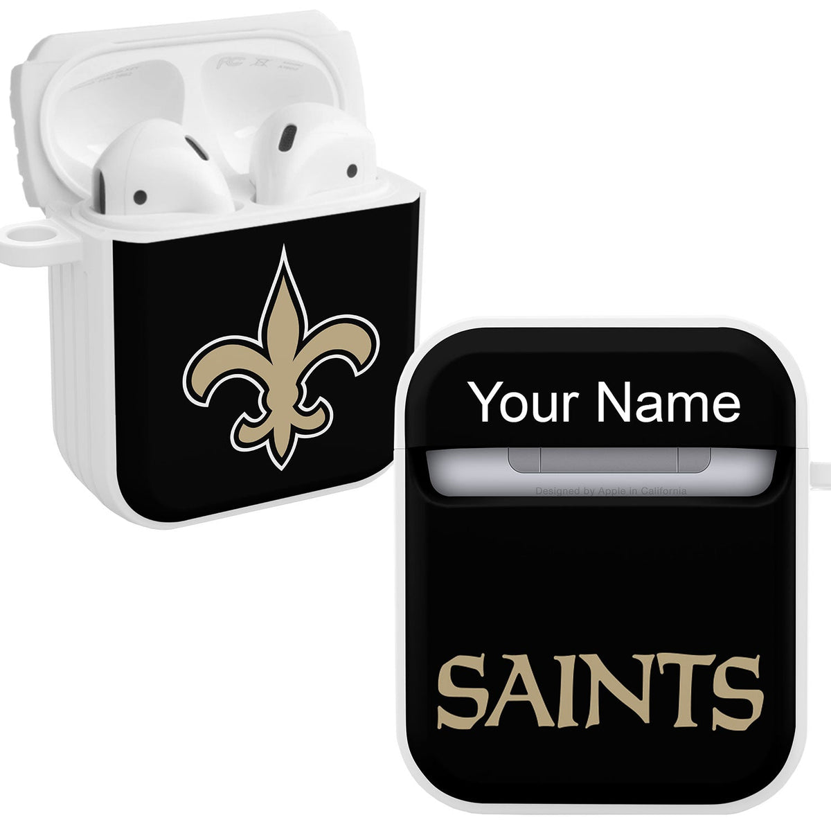 New Orleans Saints HDX Custom Name Case Cover for Apple AirPods Gen 1 &amp; 2