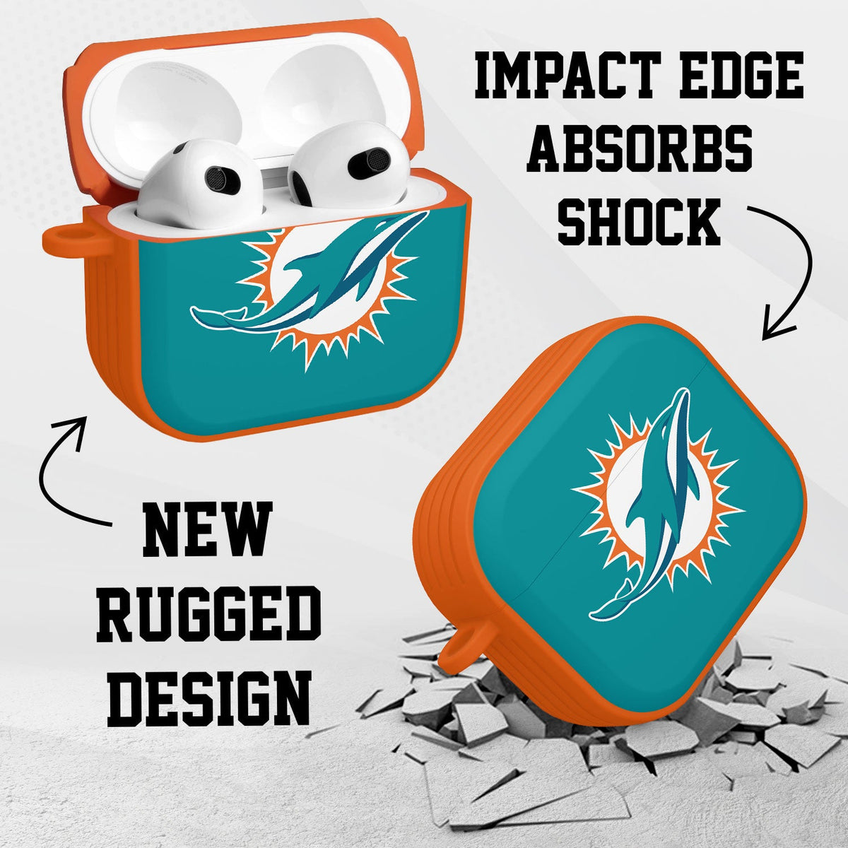 Miami Dolphins HDX Custom Name Case Cover for Apple AirPods Gen 3