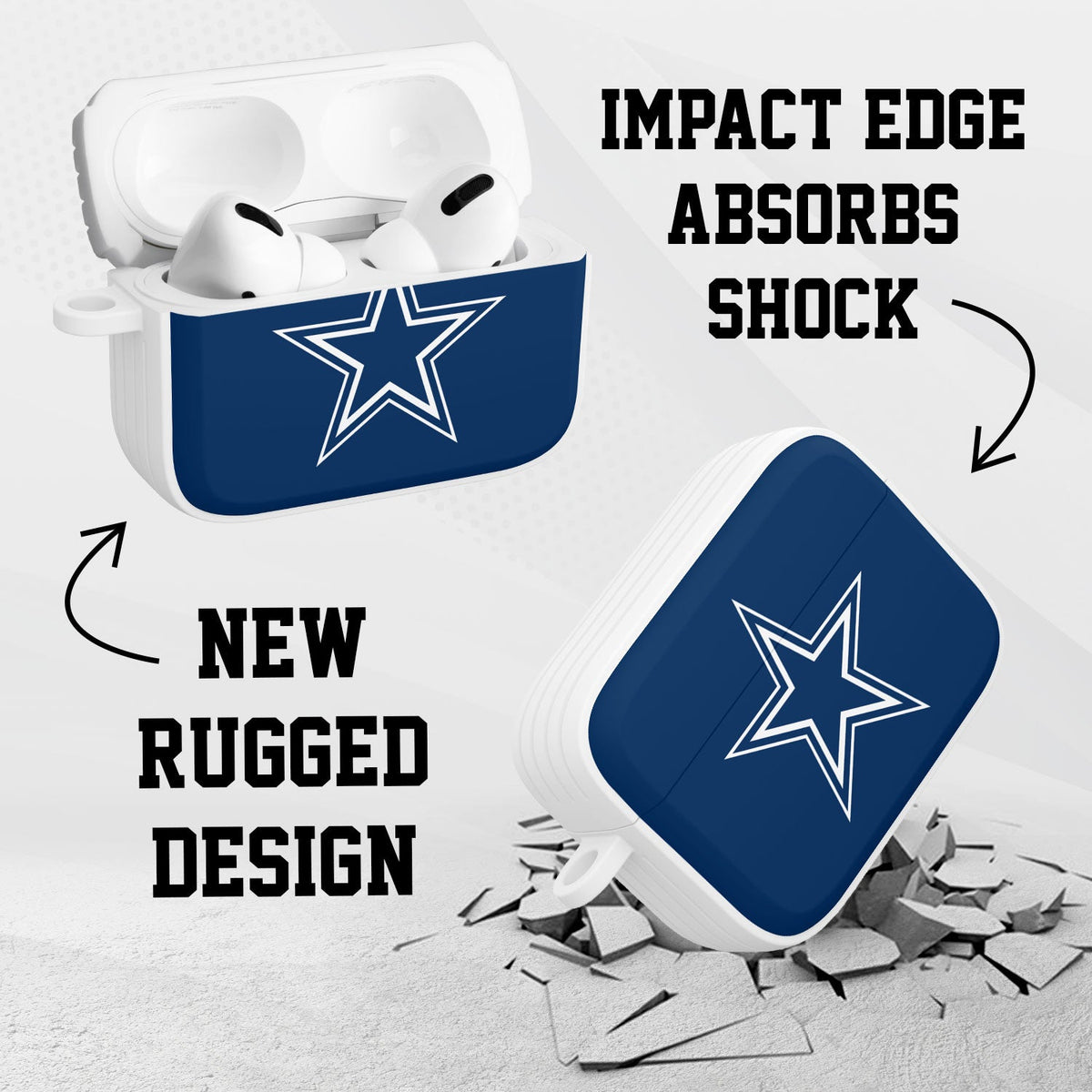 Dallas Cowboys HDX Custom Name Apple AirPods Pro 1 &amp; 2 Case Cover (Classic)