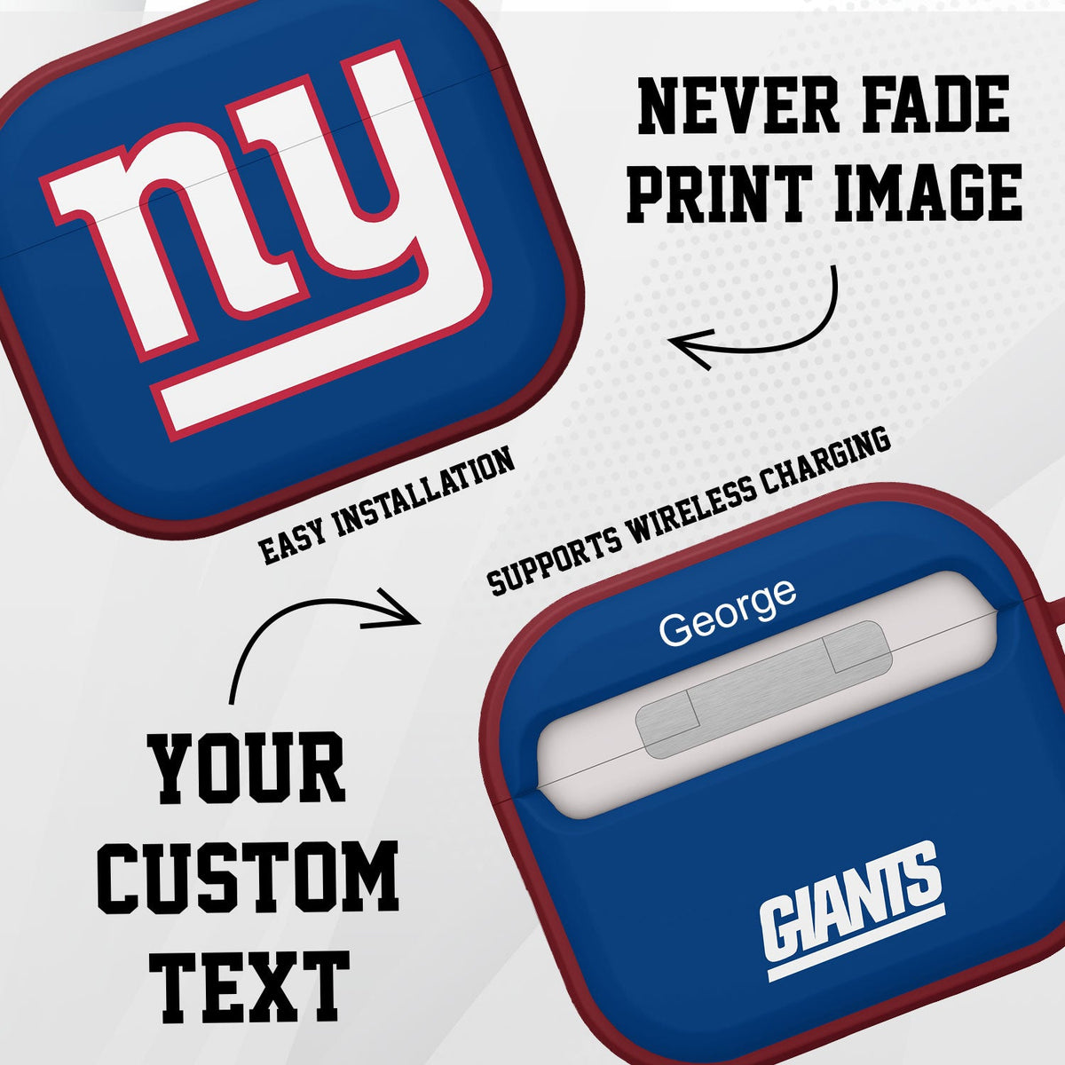 New York Giants HDX Custom Name Case Cover for Apple AirPods Gen 3