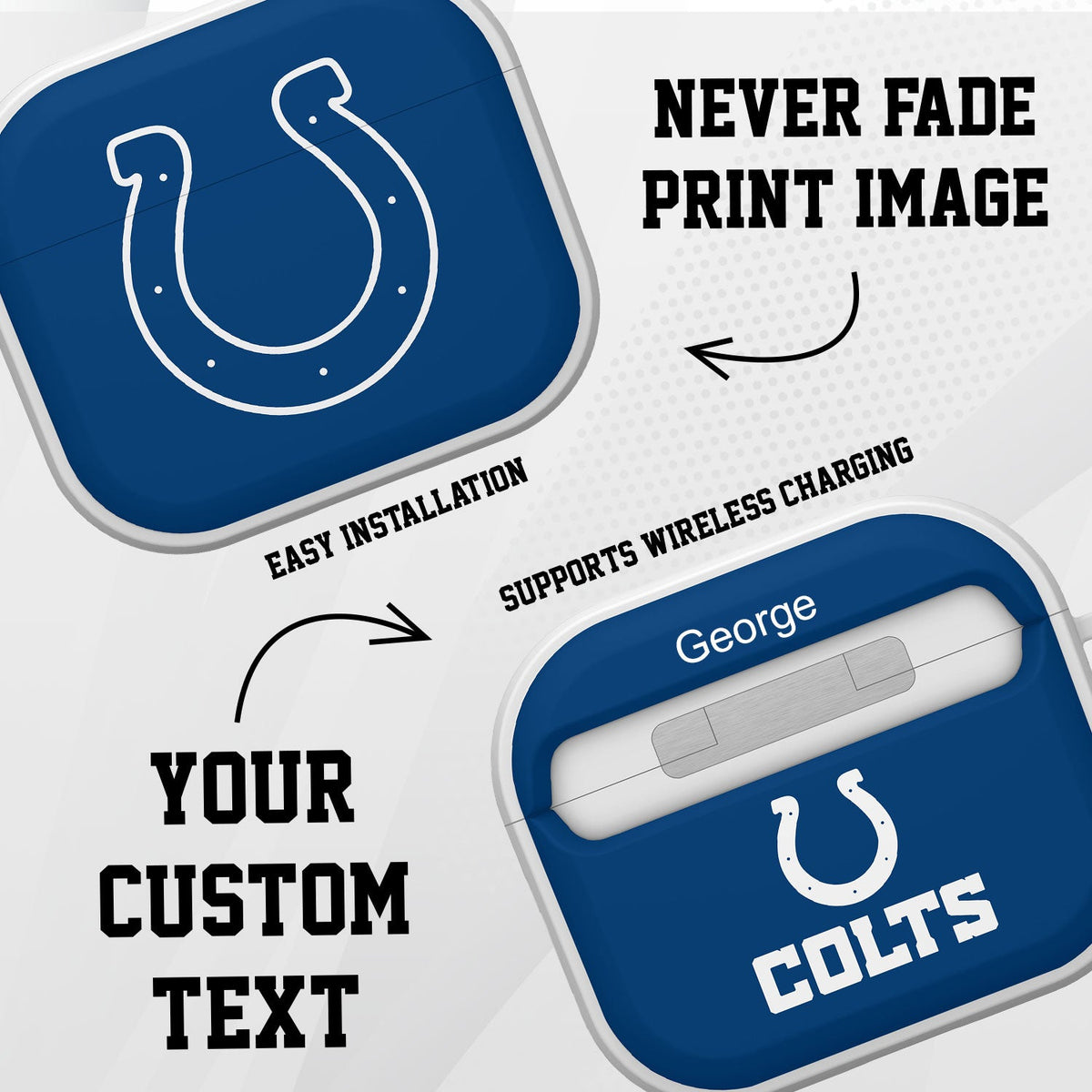 Indianapolis Colts HDX Custom Name Case Cover for Apple AirPods Gen 3