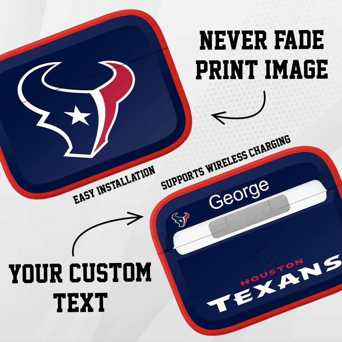 Houston Texans HDX Custom Name Apple AirPods Pro Case Cover (Classic)