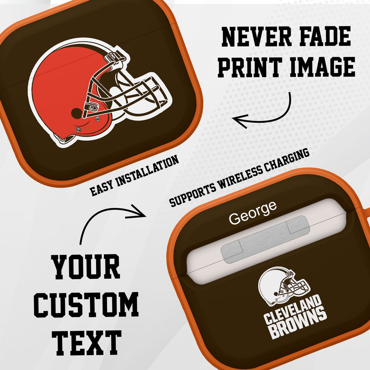 Cleveland Browns HDX Custom Name Case Cover for Apple AirPods Gen 3