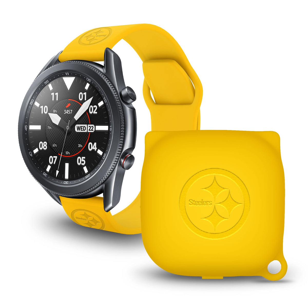 Pittsburgh Steelers Engraved Samsung Watch Band And Buds Pro Combo