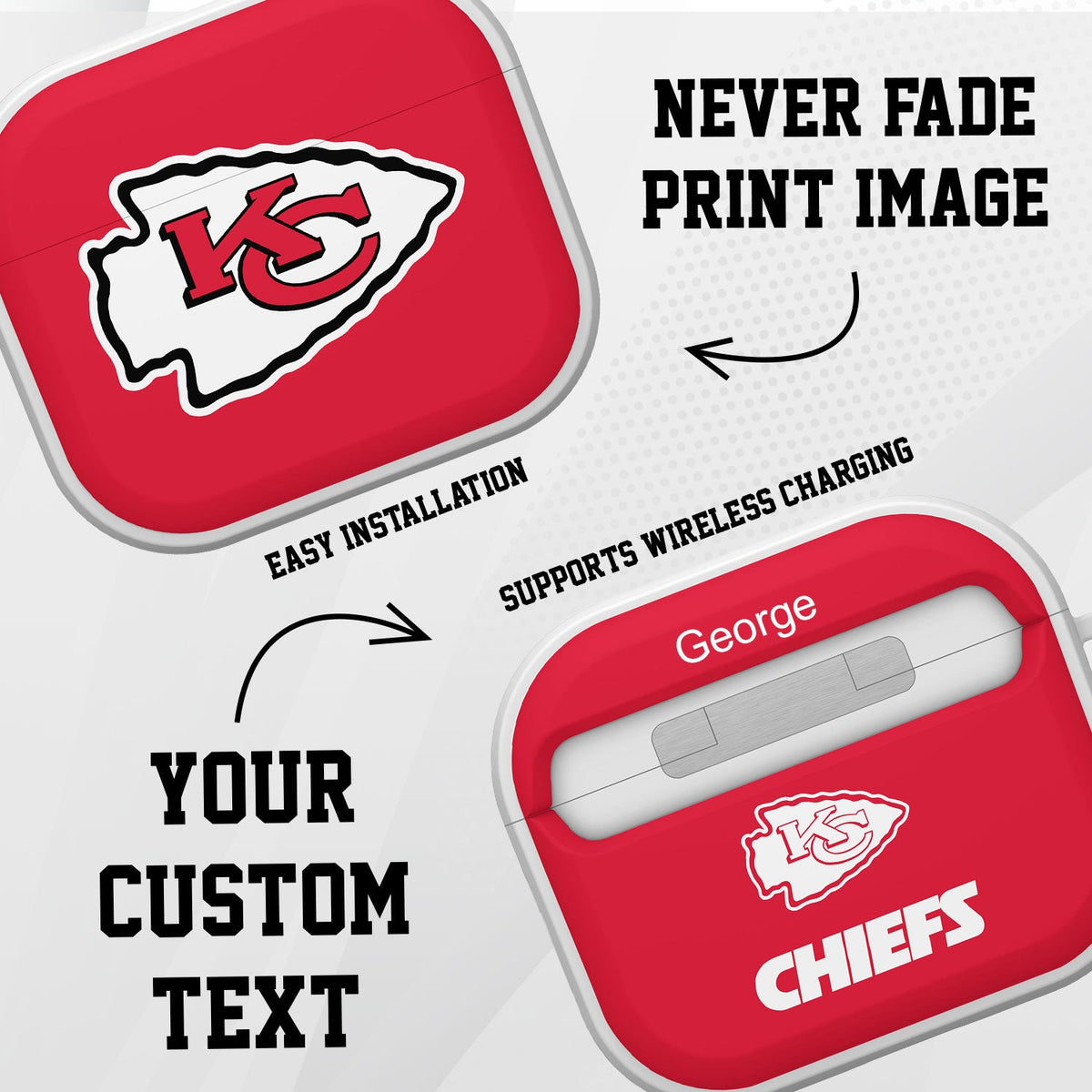 Kansas City Chiefs HDX Custom Name Case Cover for Apple AirPods Gen 3