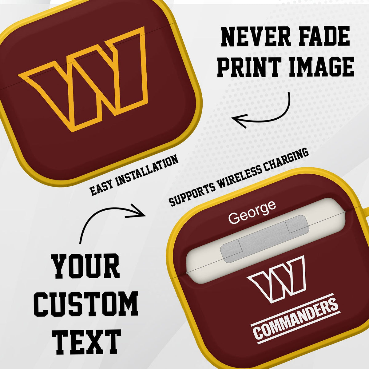 Washington Commanders HDX Custom Name Case Cover for Apple AirPods Gen 3