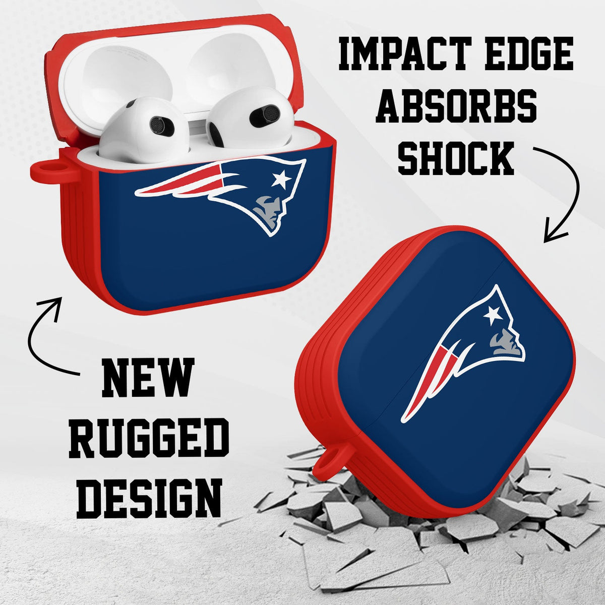 New England Patriots HDX Custom Name Case Cover for Apple AirPods Gen 3