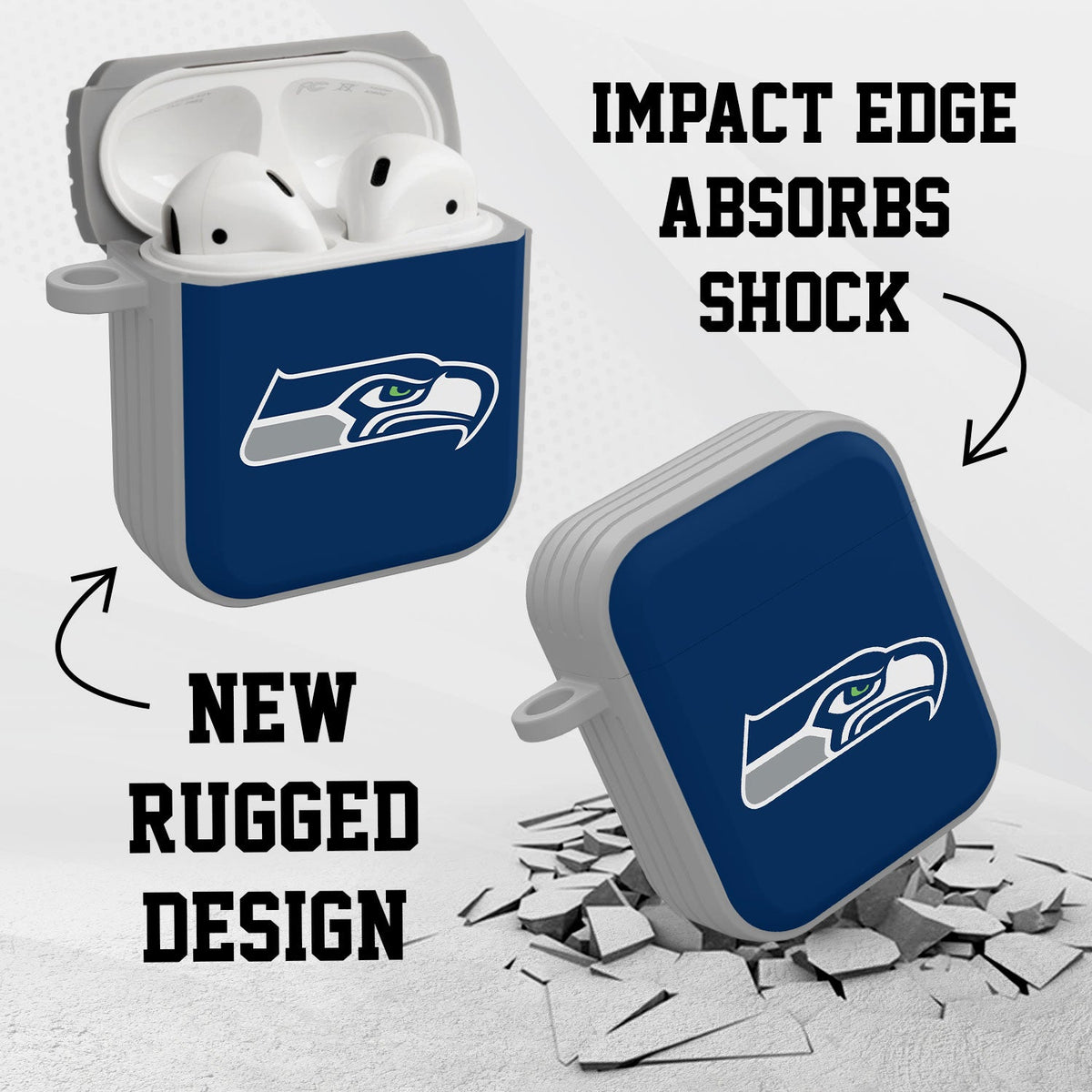 Seattle Seahawks HDX Custom Name Case Cover for Apple AirPods Gen 1 &amp; 2
