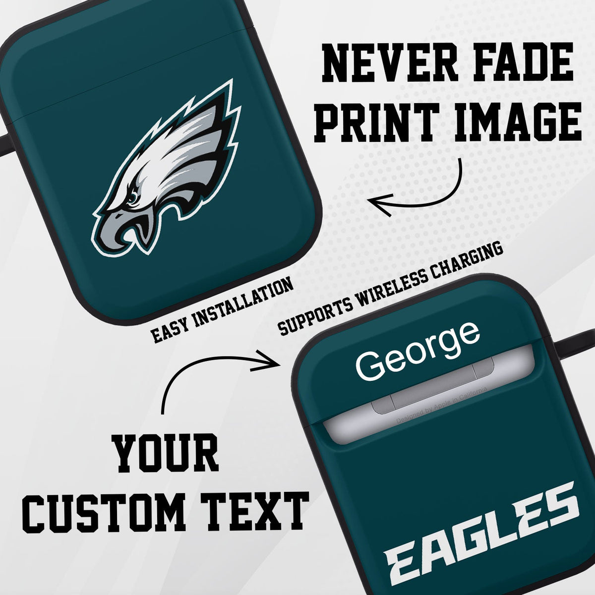 Philadelphia Eagles HDX Custom Name Case Cover for Apple AirPods Gen 1 &amp; 2
