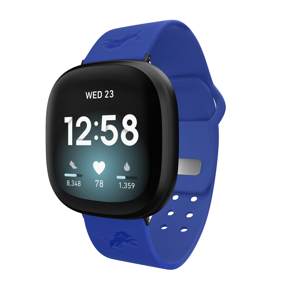 Game Time Detroit Lions Engraved Silicone Sport Fitbit Versa 3 &amp; Sense 1 Watch Band