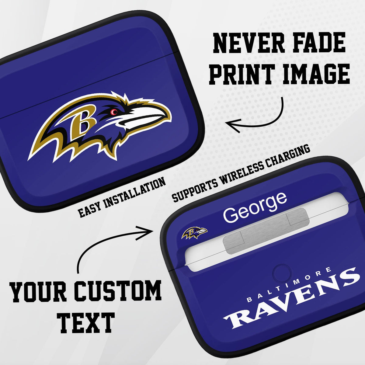 Baltimore Ravens HDX Custom Name Apple AirPods Pro Case Cover (Classic)