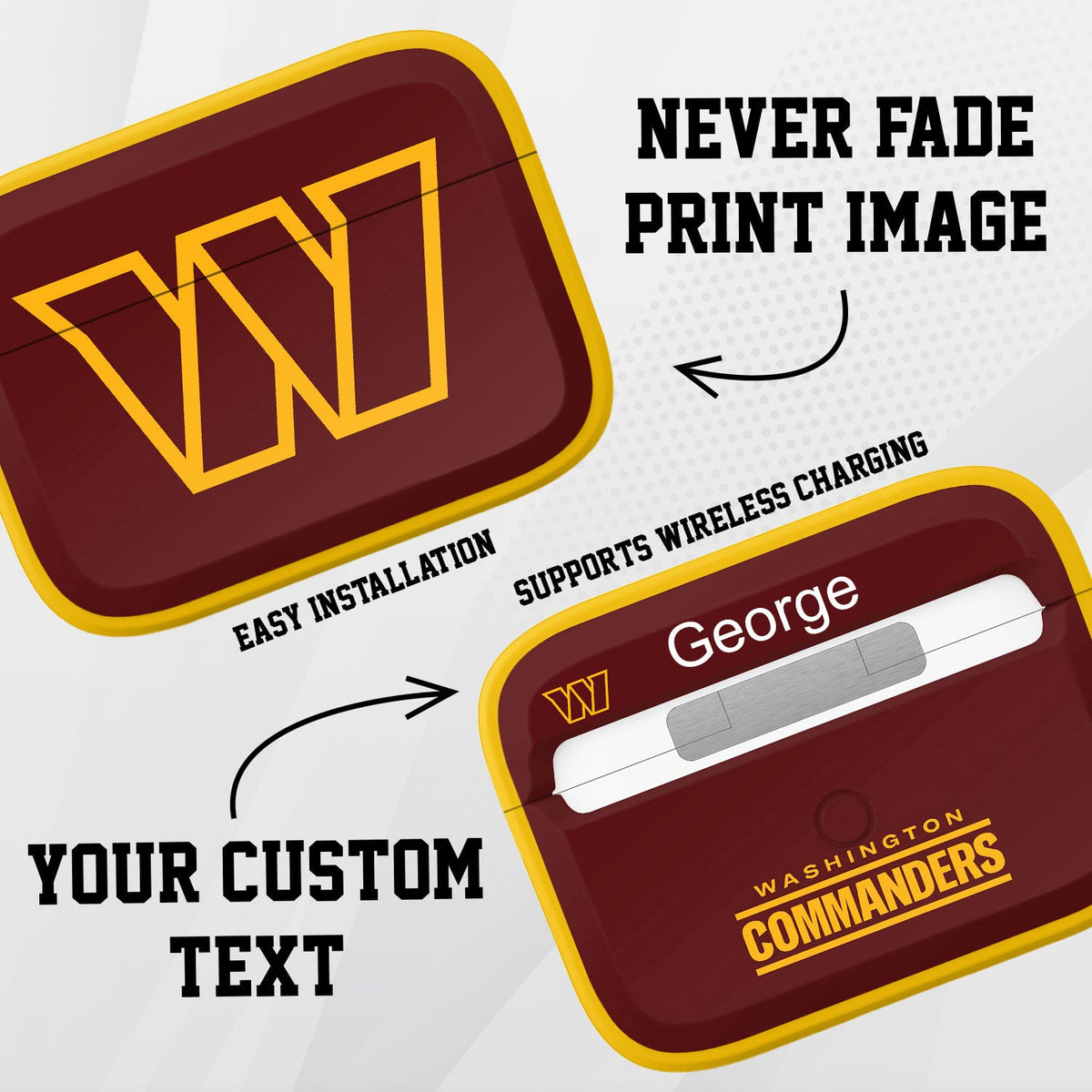 Washington Commanders HDX Custom Name Apple AirPods Pro Case Cover (Classic)