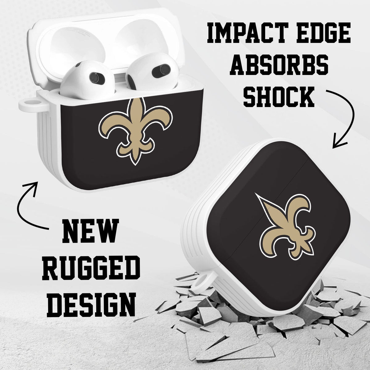 New Orleans Saints HDX Custom Name Case Cover for Apple AirPods Gen 3