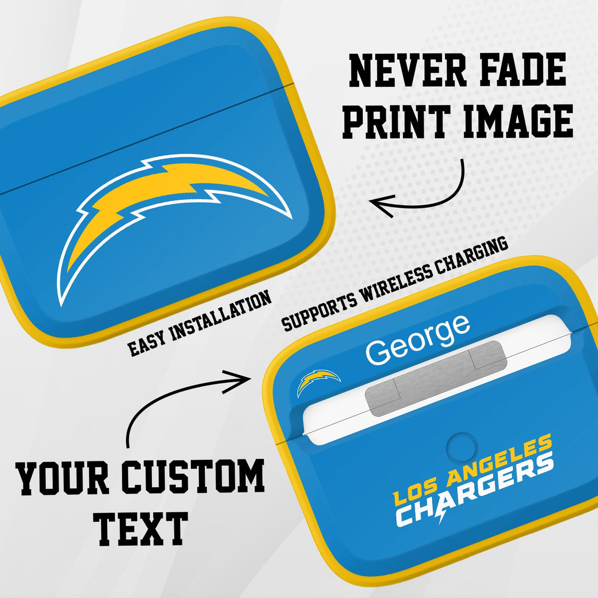 Los Angeles Chargers HDX Custom Name Apple AirPods Pro Case Cover (Classic)