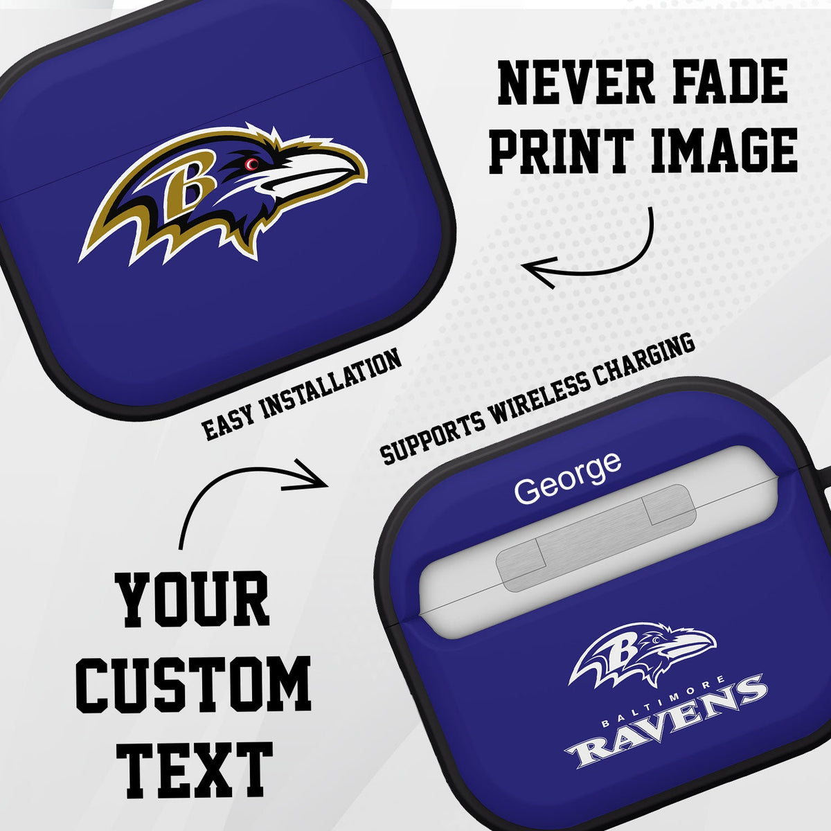 Baltimore Ravens HDX Custom Name Case Cover for Apple AirPods Gen 3