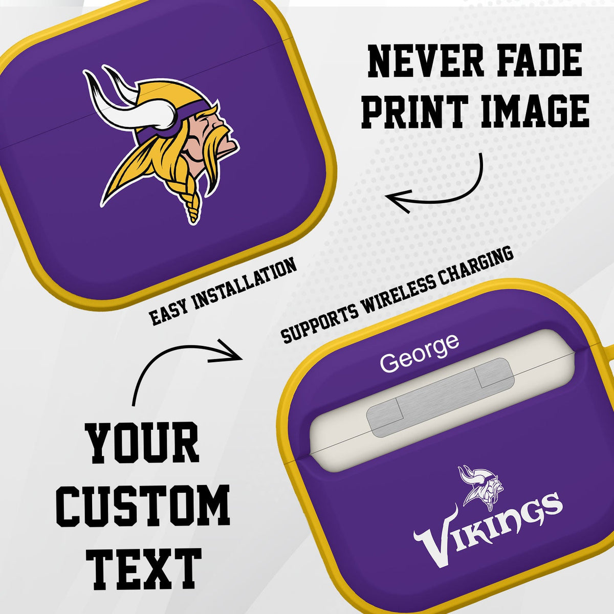 Minnesota Vikings HDX Custom Name Case Cover for Apple AirPods Gen 3