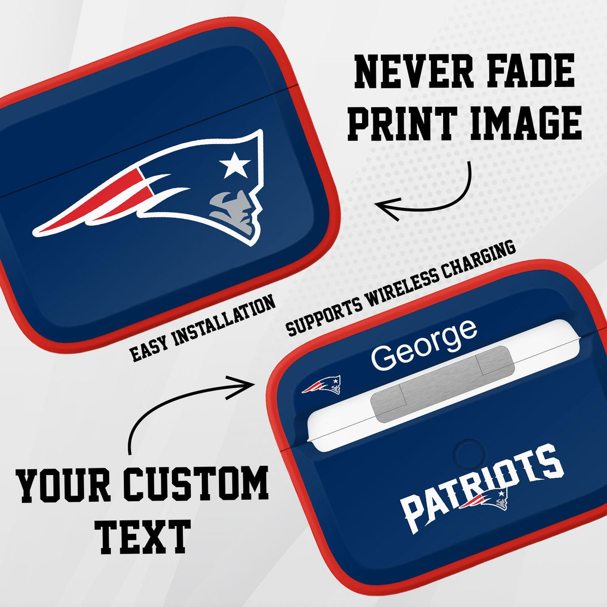 New England Patriots HDX Custom Name Apple AirPods Pro Case Cover (Classic)