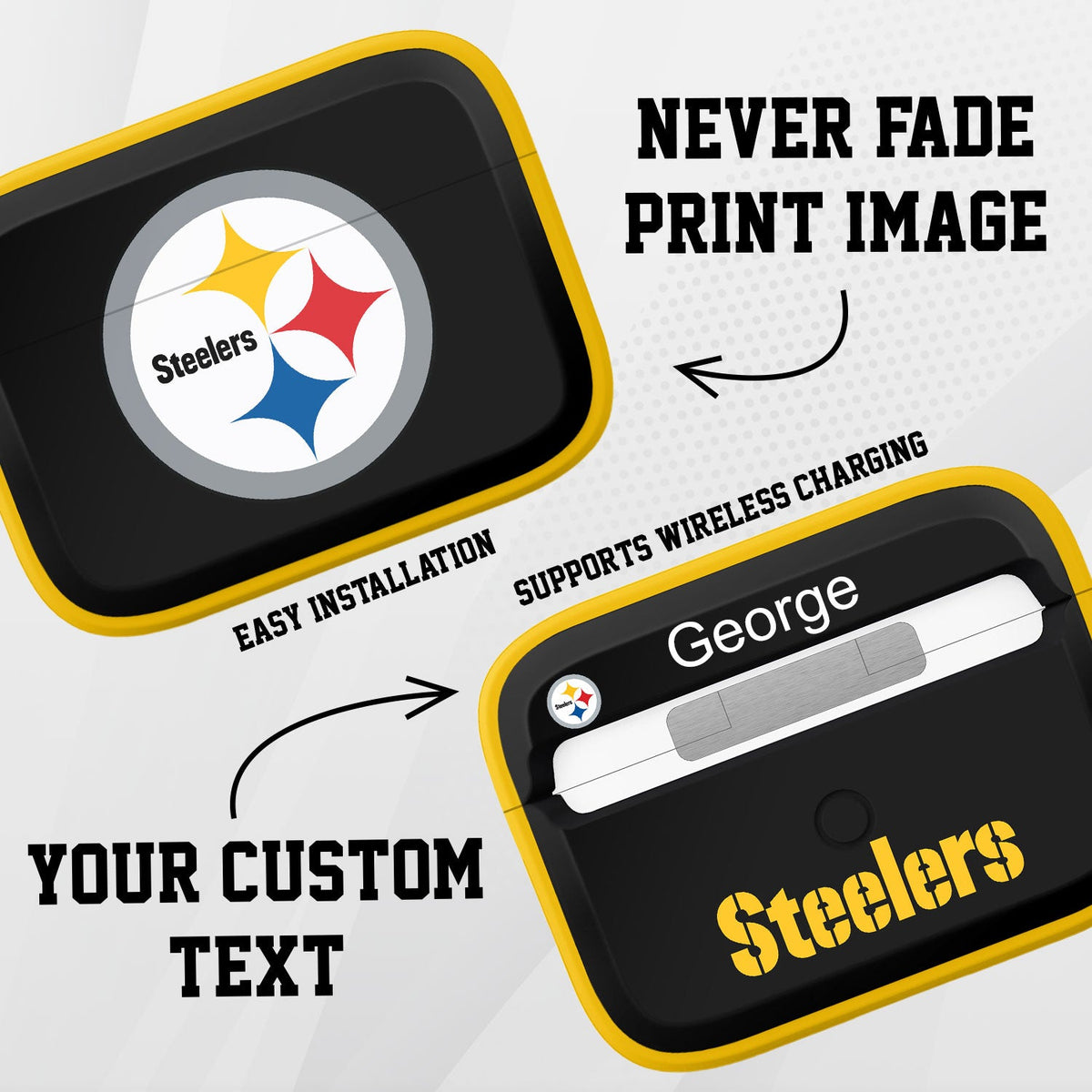 Pittsburgh Steelers HDX Custom Name Apple AirPods Pro Case Cover (Classic)