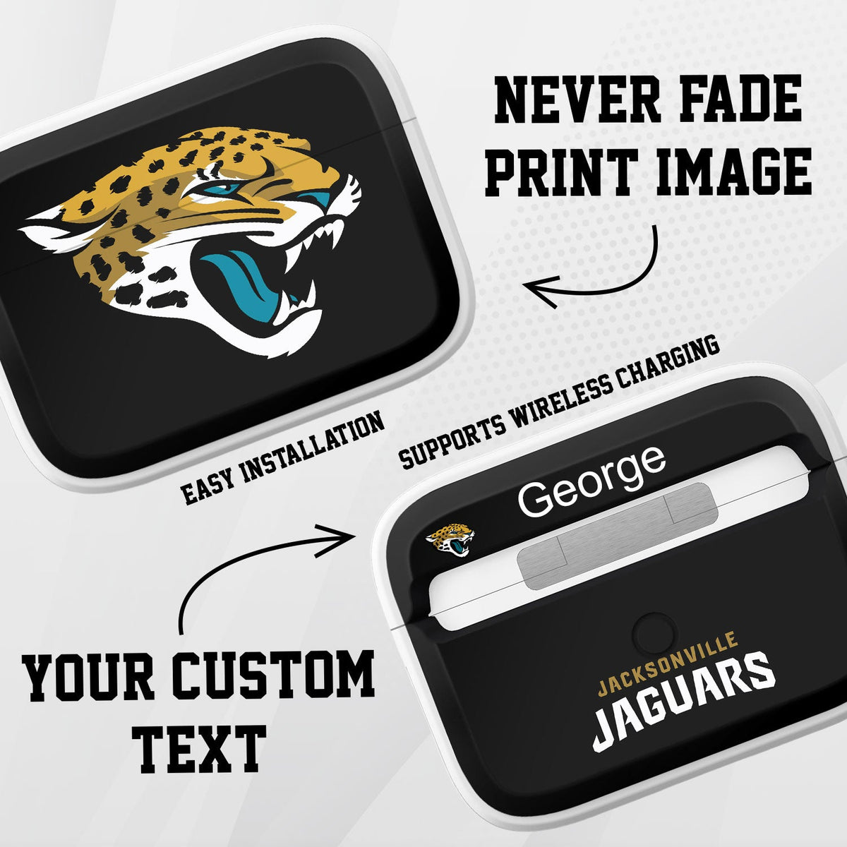 Jacksonville Jaguars HDX Custom Name Apple AirPods Pro Case Cover (Classic)