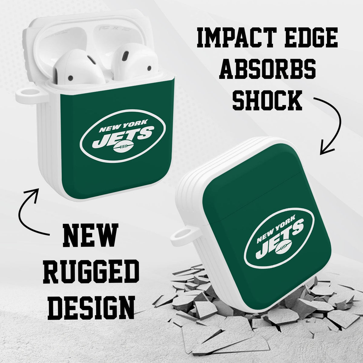 New York Jets HDX Custom Name Case Cover for Apple AirPods Gen 1 &amp; 2