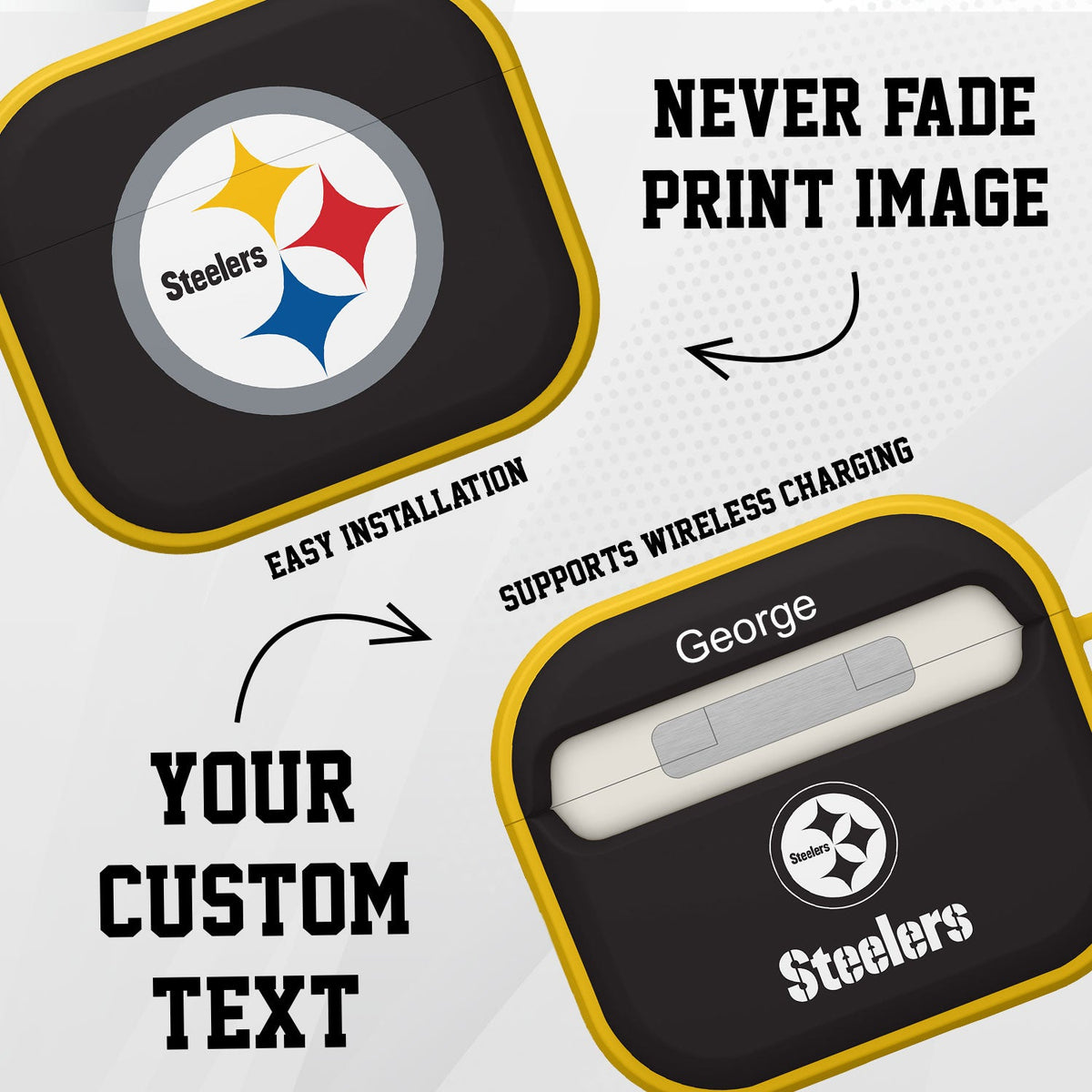 Pittsburgh Steelers HDX Custom Name Case Cover for Apple AirPods Gen 3