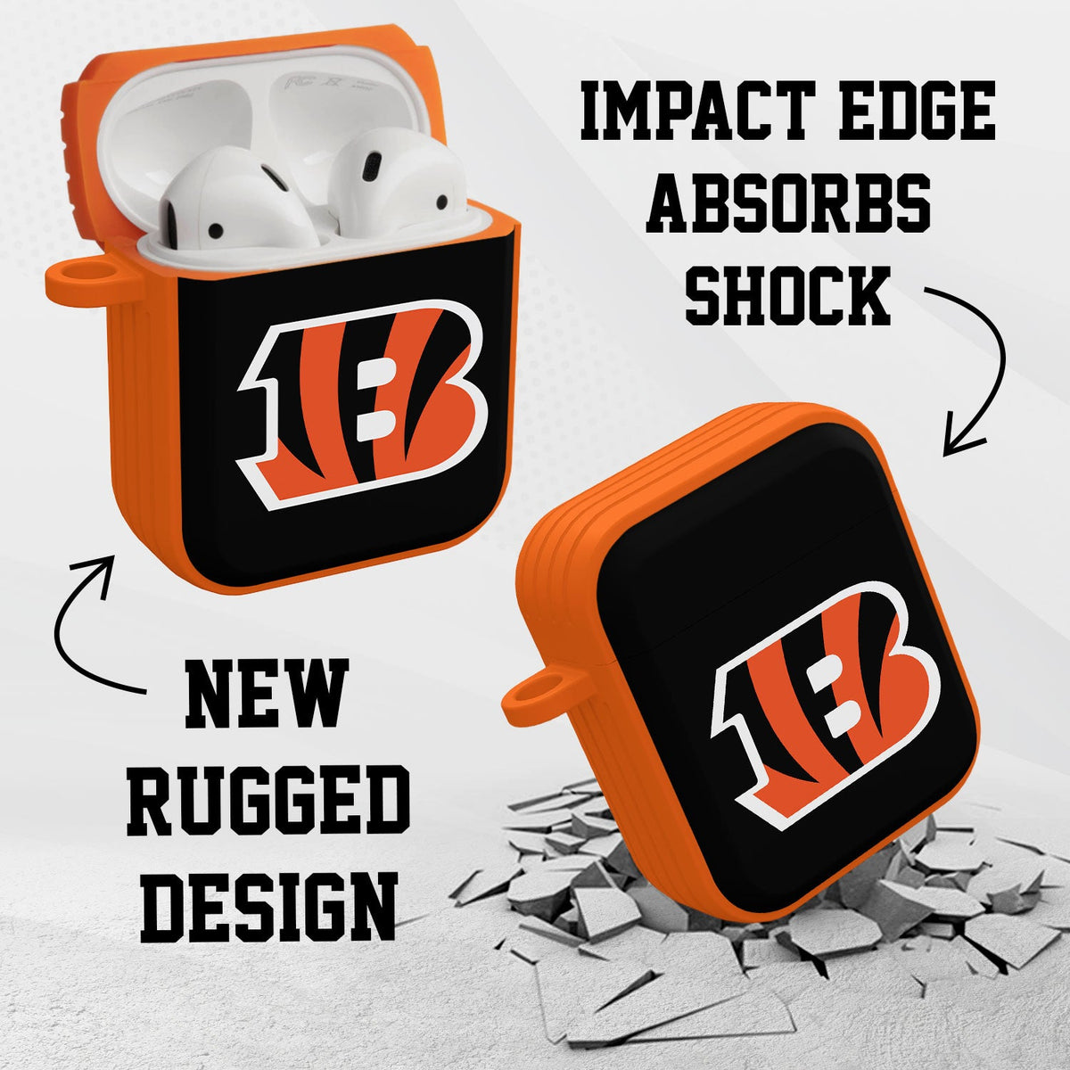 Cincinnati Bengals HDX Custom Name Case Cover for Apple AirPods Gen 1 &amp; 2