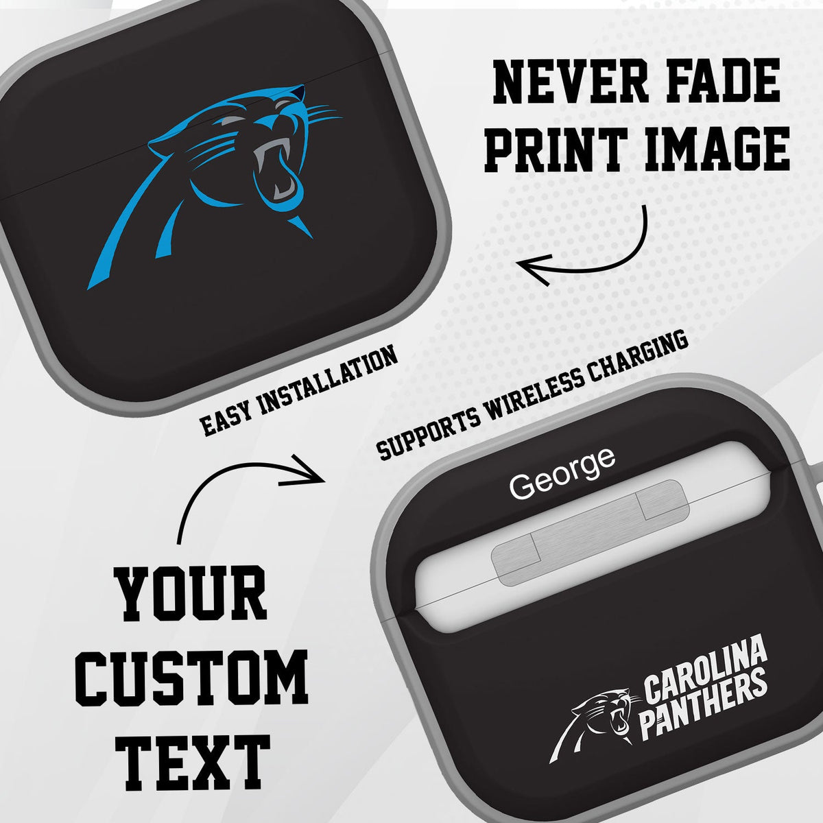 Carolina Panthers HDX Custom Name Case Cover for Apple AirPods Gen 3