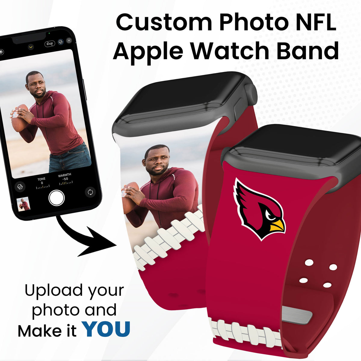 Arizona Cardinals Custom Photo HD Apple Watch Band