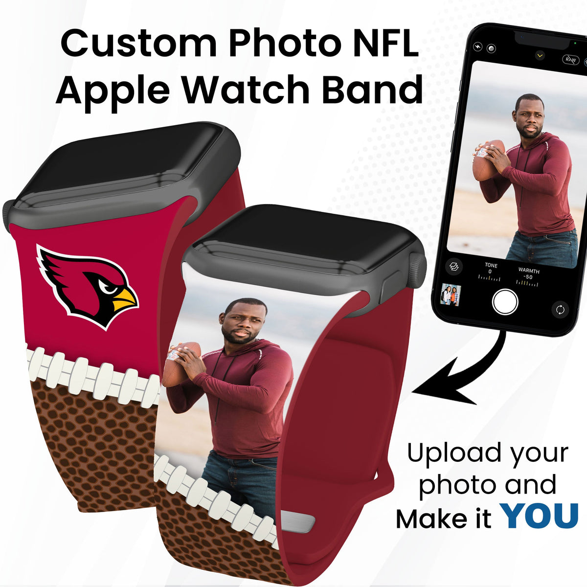 Arizona Cardinals Custom Photo HD Apple Watch Band