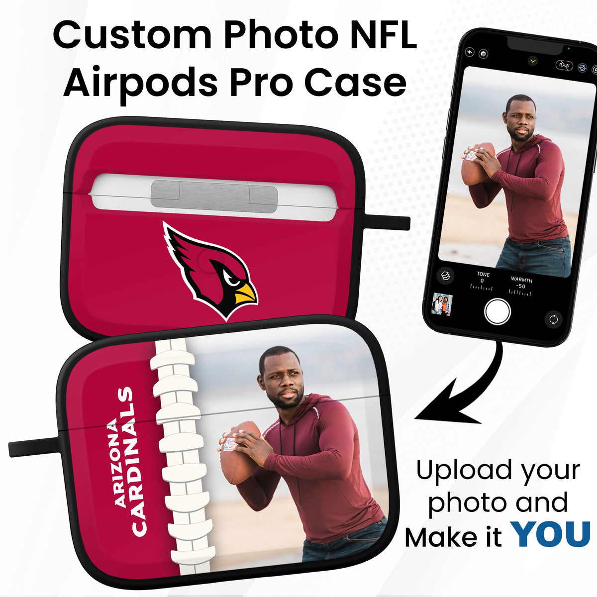 Arizona Cardinals Custom Photo HDX Apple AirPods Pro 1 &amp; 2 Case Cover