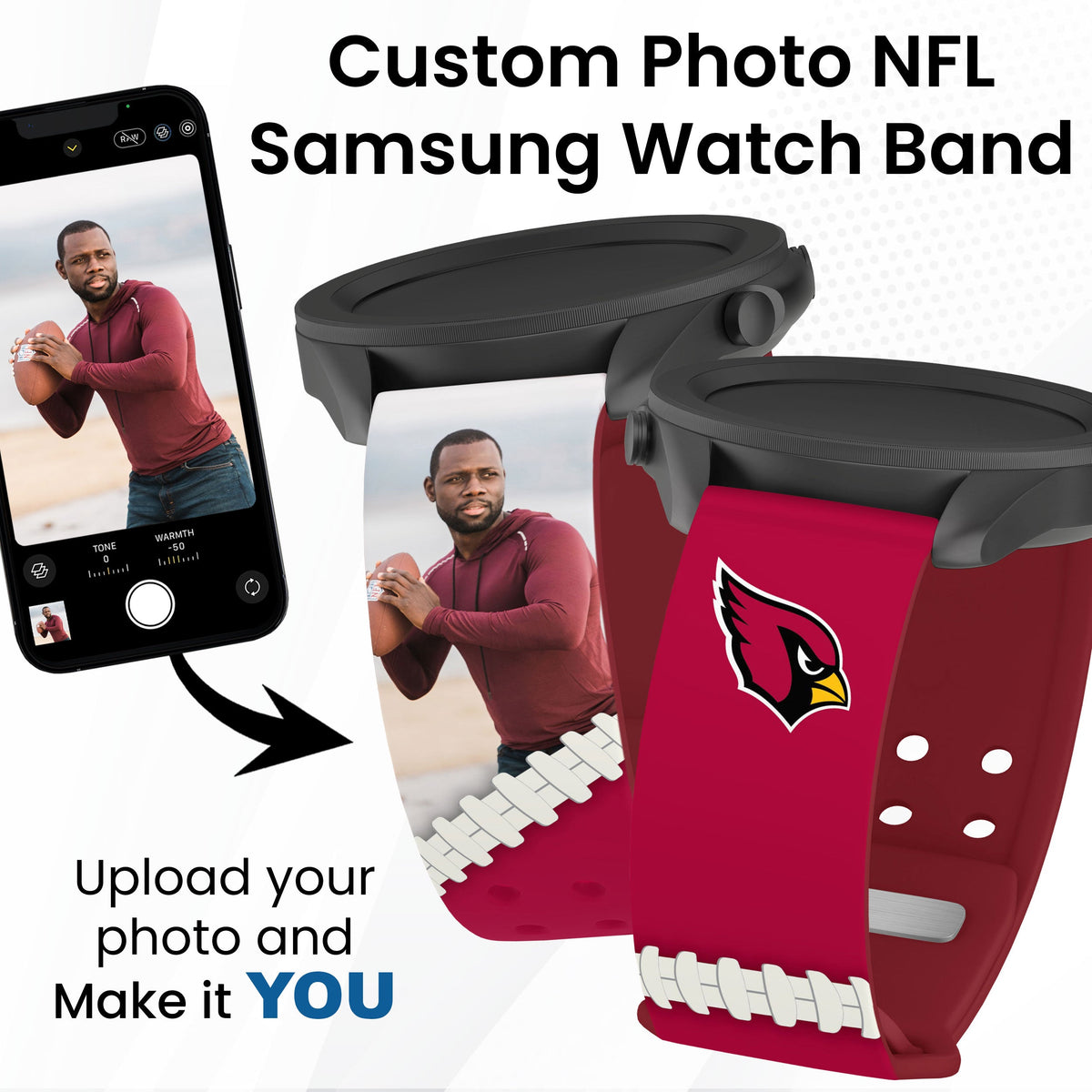 Arizona Cardinals Custom Photo HD Samsung Galaxy Watch Band