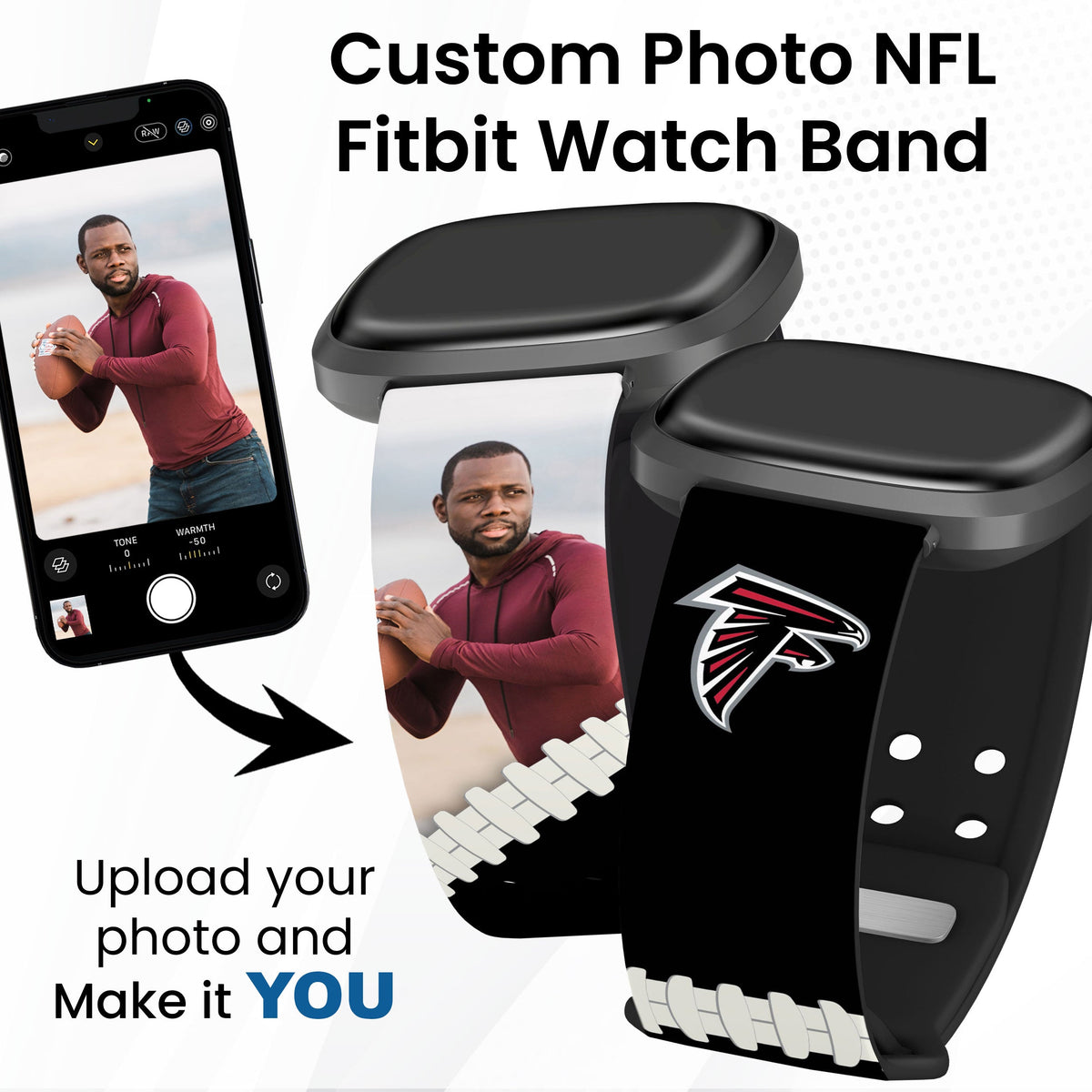 Atlanta Falcons Custom Photo HD Fitbit Versa 3 &amp; Sense 1 Watch Band