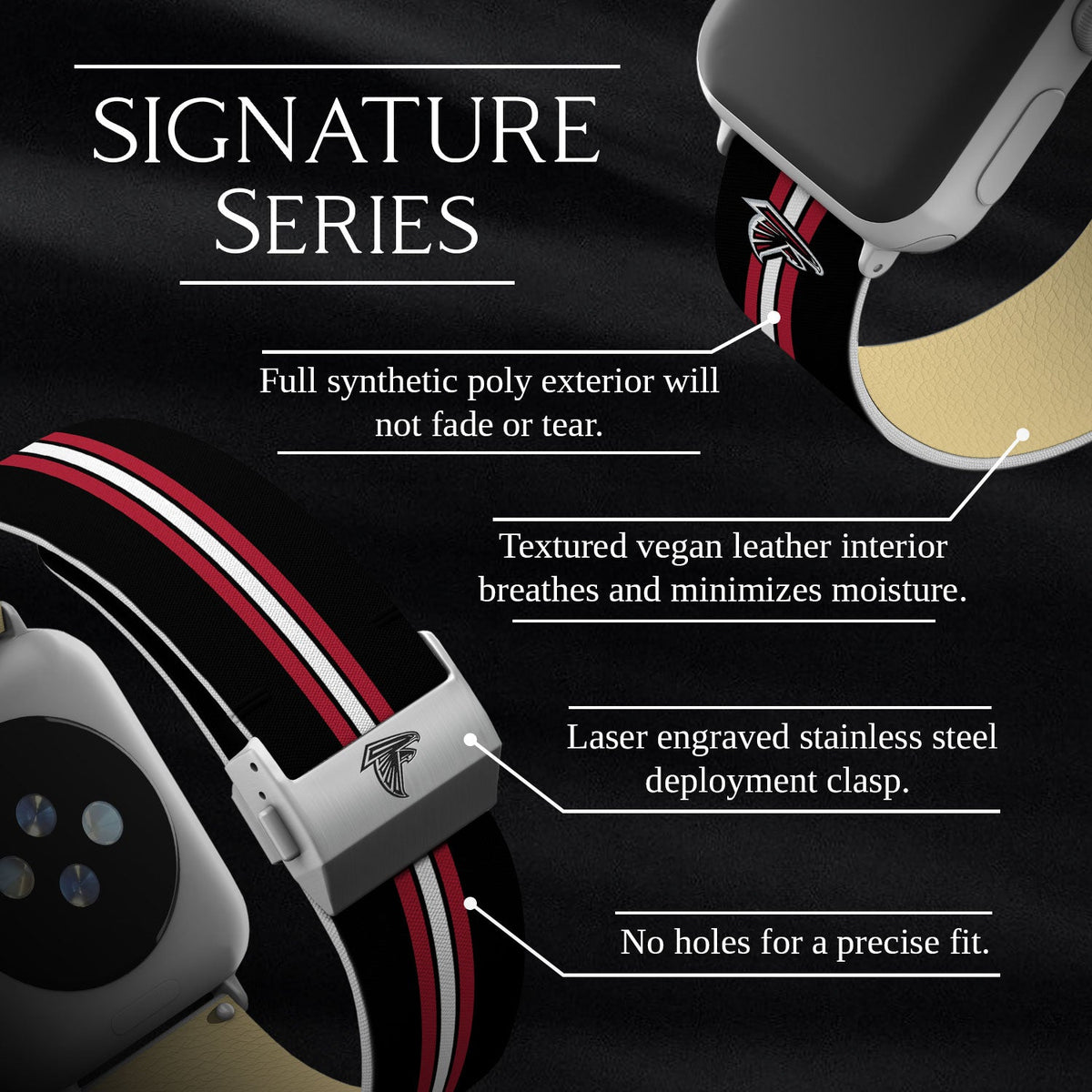 Game Time Atlanta Falcons Signature Series Apple Watch Band With Engraved Buckle