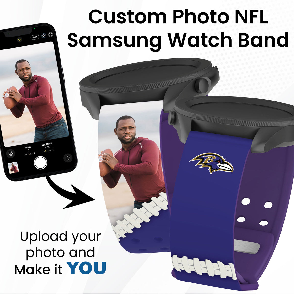 Baltimore Ravens Custom Photo HD Samsung Galaxy Watch Band