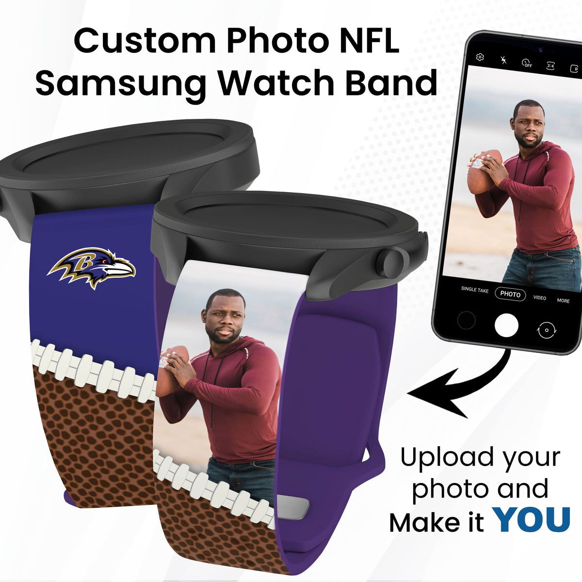 Baltimore Ravens Custom Photo HD Samsung Galaxy Watch Band