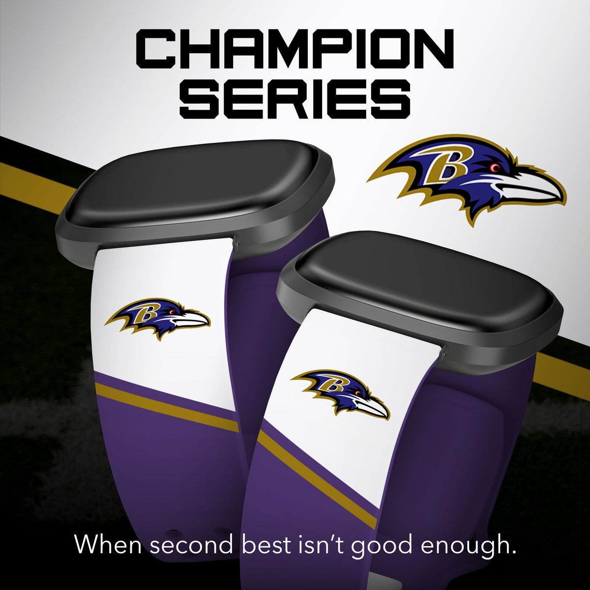 Baltimore Ravens HD Champion Series Fitbit Versa 3 &amp; Sense Watch Band